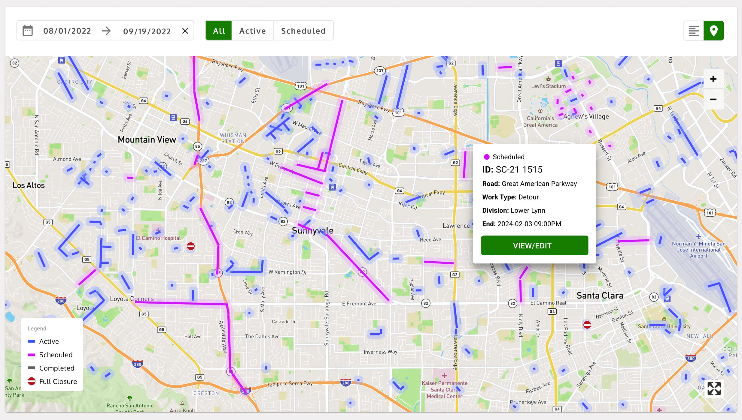 Metropolitan Transportation Commission: SF Bay Area Real Time Road Work Dashboard